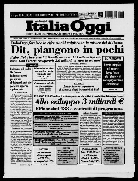 Italia oggi : quotidiano di economia finanza e politica